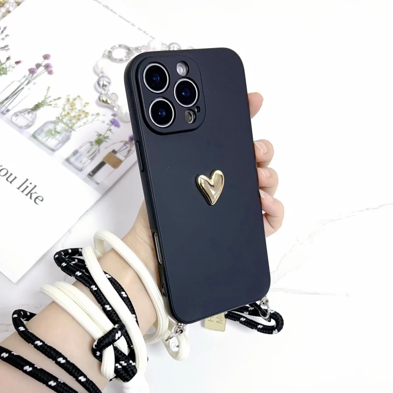 Crossbody Strap Lanyard Shockproof Love Phone Case