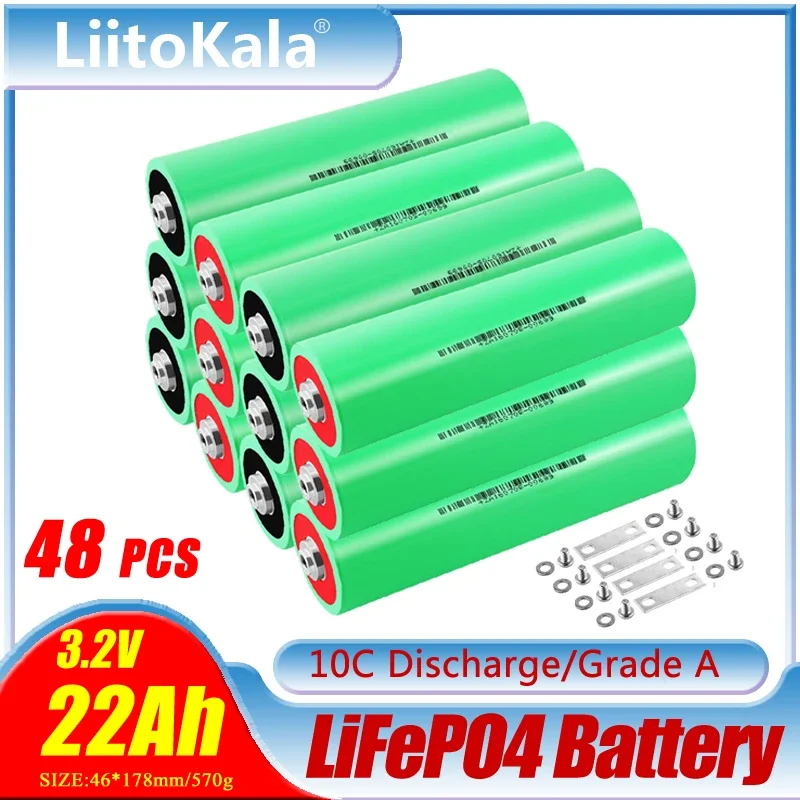 

Аккумулятор LiitoKala Lifepo4, 48 шт., 3,2 в, 22 Ач, 10C, 12 В, 24 В