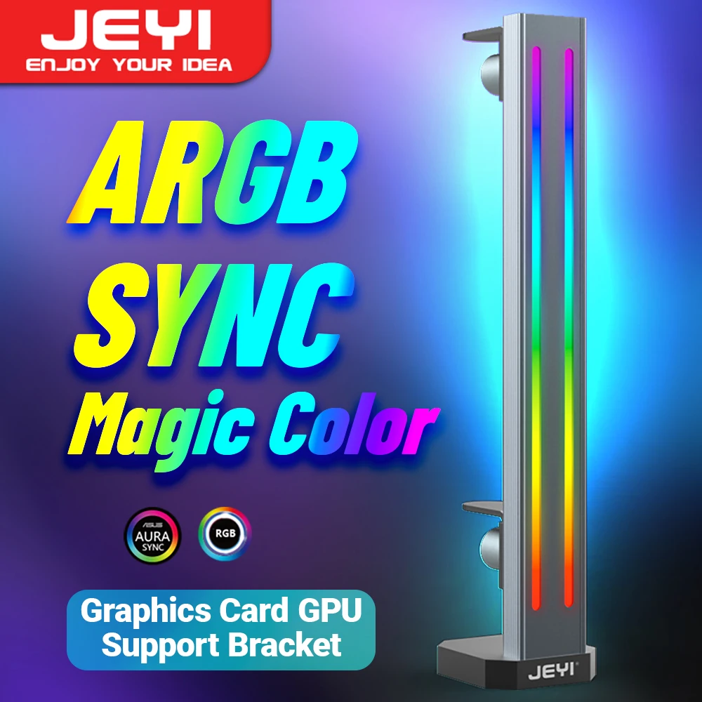 Jeyi Rgb Gpu Suporte da Placa Gráfica Suporte de Liga de Alumínio Titular da Placa de Vídeo Embutido 5v Lâmpada de Sincronização Argb Altura Ajustável