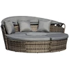 4-Piece Patio Furniture Set, Round Convertible Daybed or Sunbed with Adjustable Sun Canopy, Sectional Sofa, Blue/Gray/White 2