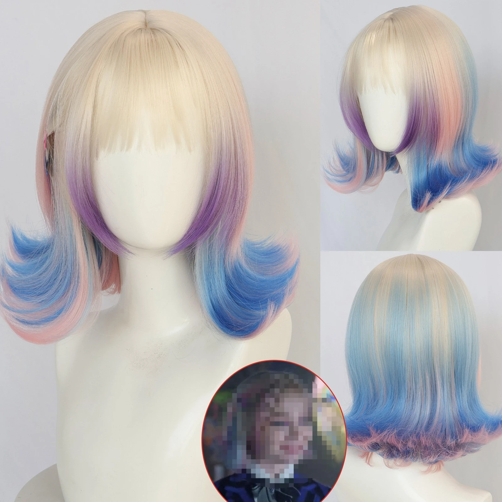 Perruque Enid Sinclair Cosplay - Dégradé 35 Cm, Boucles Ondulées Courtes, Pour Déguisement Halloween, Fête, Mascarade