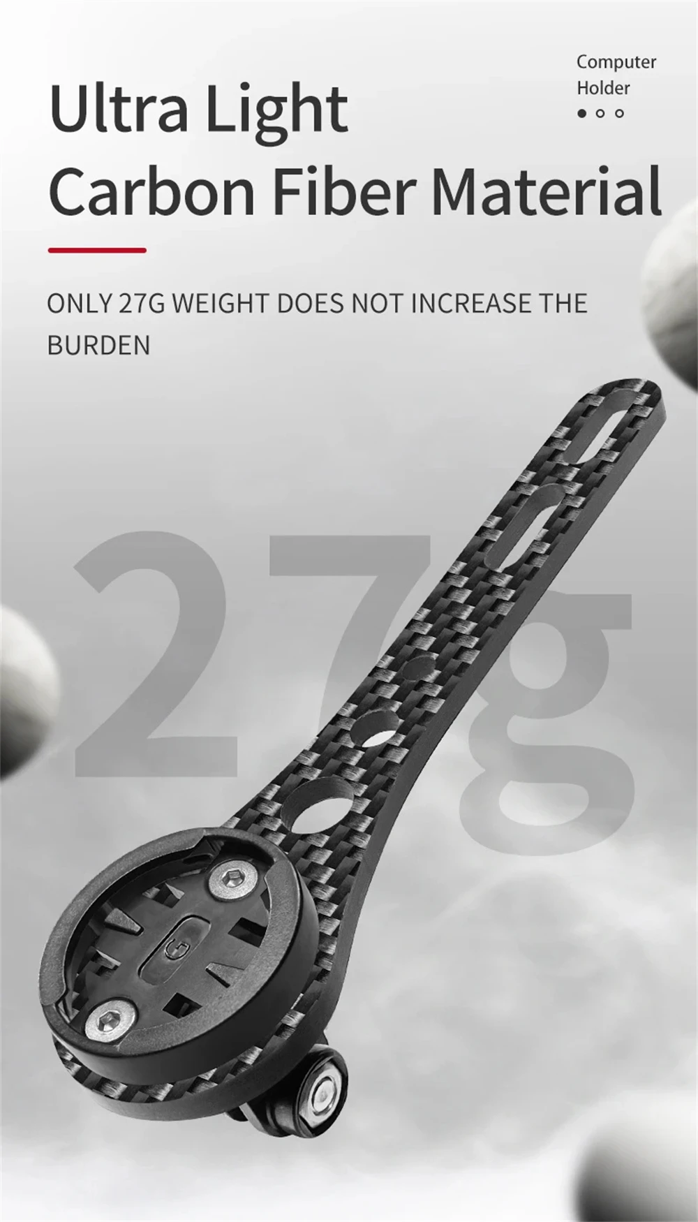 BKPTX CM-01 Carbon-Computerhalterung für Garmin/Bryton/Kamera, integrierter Lenker für Rennräder, 3K-Fahrradzubehör – Detail 2