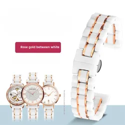 Elegant Rose Gold & White Ceramic Stainless Steel Watchband Strap - Unisex, Quick Release, Multiple Sizes Available - 19mm ( white rose)