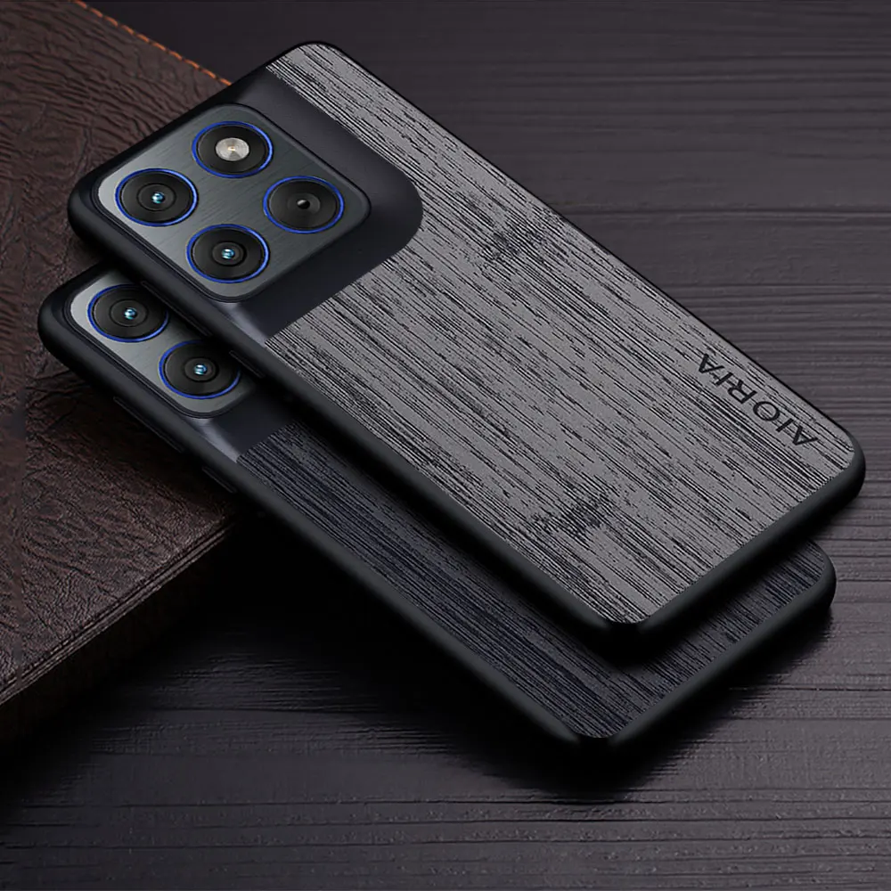 Wood Grain Faux Leather Phone Cover - Elegant Case