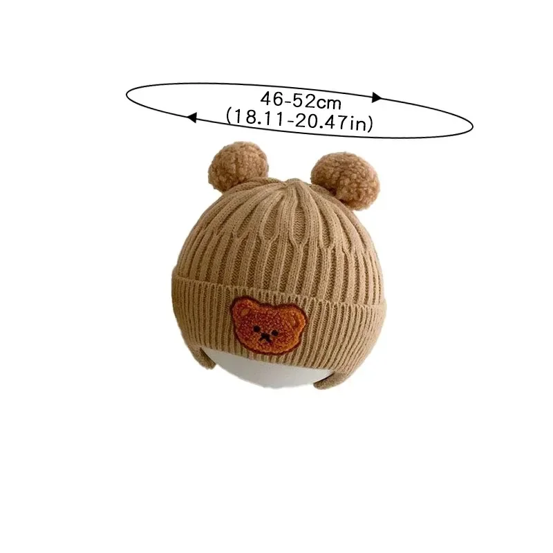 Baby Wollmütze süßer Bär Gehörschutz Mütze Kinder Winter verdickt warm gestrickt koreanische Version der Babymütze – Detail 1