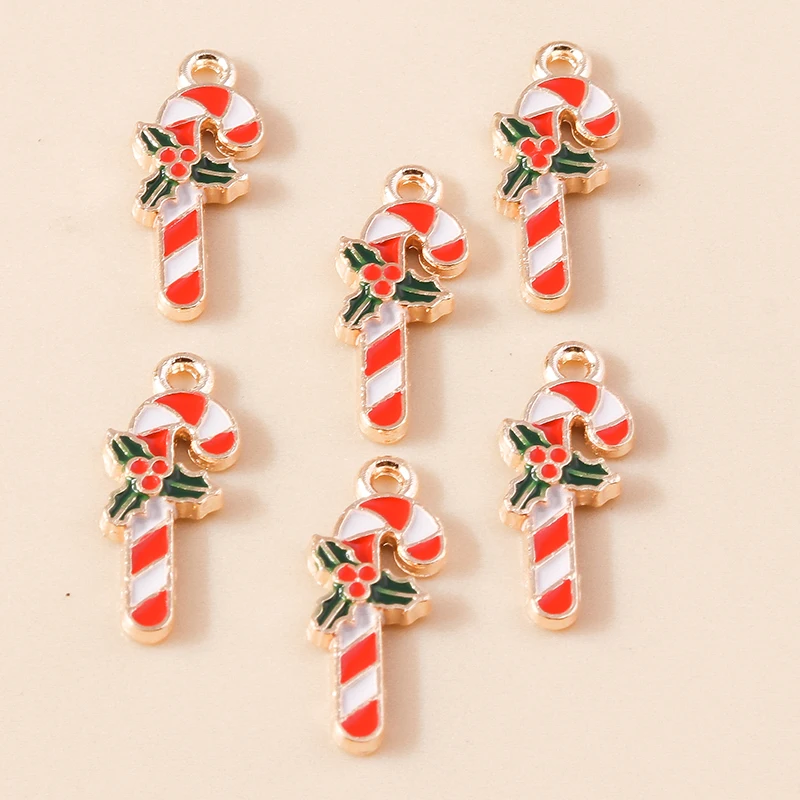 Leslie 10 Stück niedliche Emaille-Weihnachtsbaum-Anhänger für Ohrringe, Halsketten, frohes neues Jahr, Weihnachtsanhänger, DIY-Schmuckherstellungszubehör – Detail 6