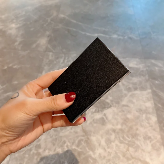 Strasszos Névjegykártya Tok Bling -Tulajdonos Női Ajándék Mini Rozsdamentes Acél Fém Doboz Hitel Azonosítója Pénztárca Kártya Tartó - Image 4