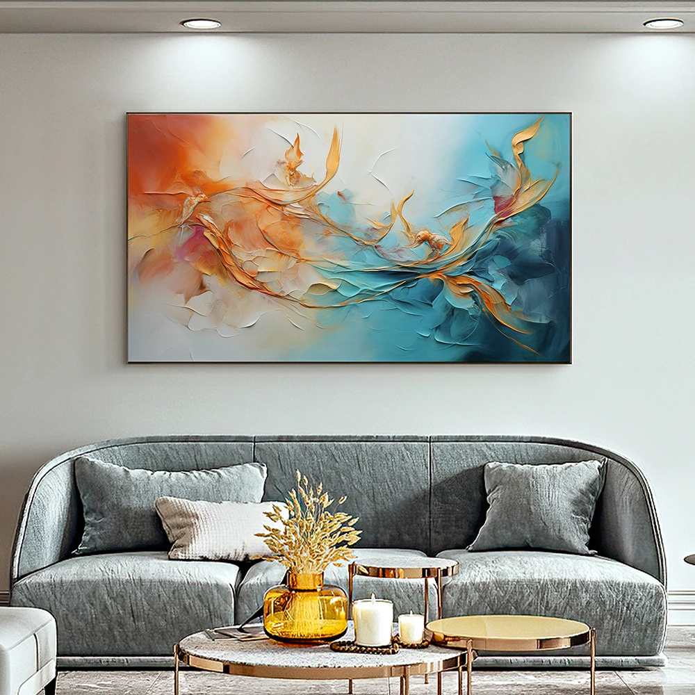 

Hand Painted Oil Painting Original Framed Colorful Oil Painting Canvas Abstract Flowers Painting Living room Wall Art Home Decor