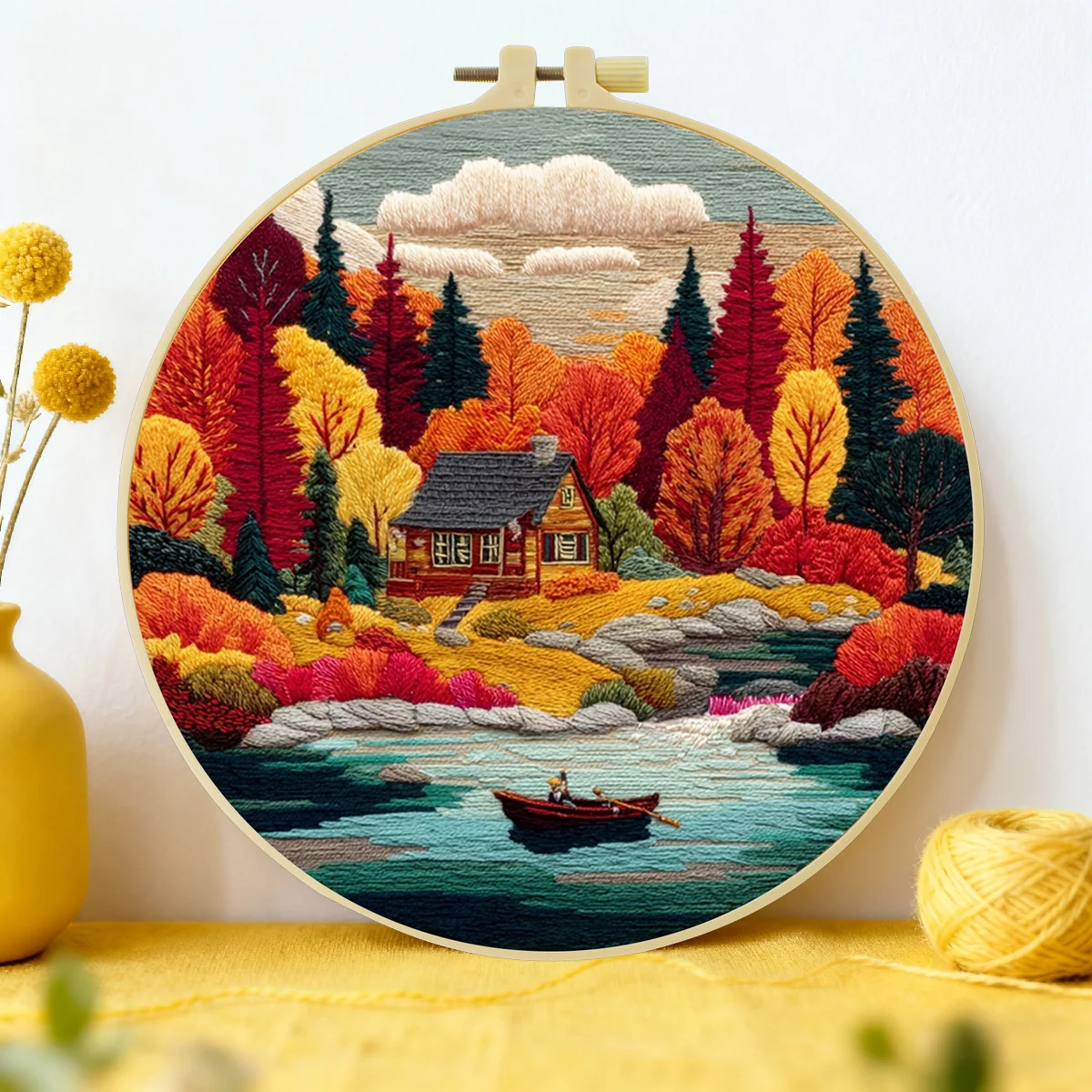 1 Stück 20X20CM/15X15CM 7,87/6,3 Zoll Berg-Stickerei-Starter-Kit DIY-Kit DIY-Stickerei-Set Handarbeiten Nähkunst