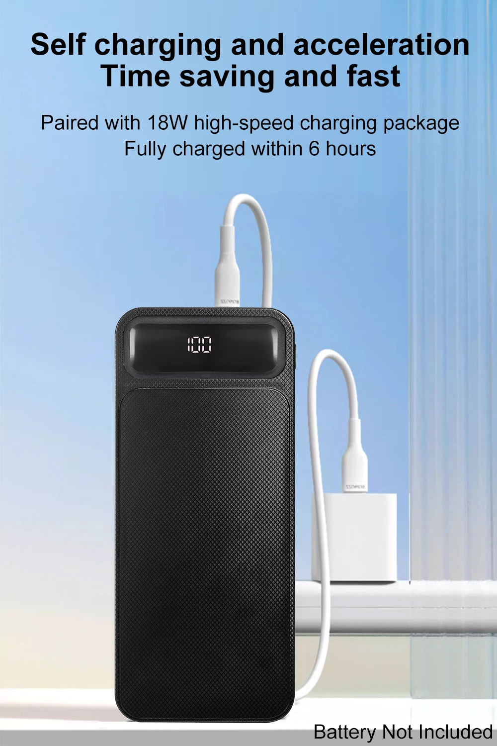 Battery Charger Case Portable DIY 8x18650 Power Bank Box with 2 USB Output/Micro and Type C Input for phones/tablets/switch