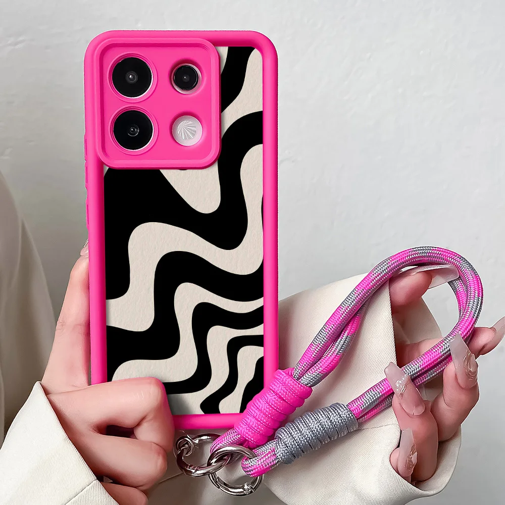 Zebra Stripe Black and White Case with Wrist Chain Lanyard Cover