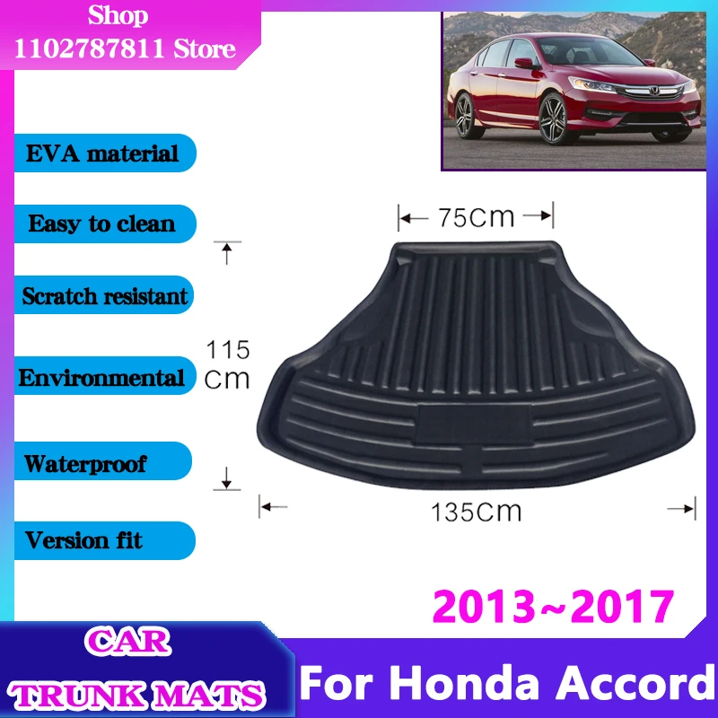 

Car Trunk Floor Mat for Honda Accord 2015 Accessories 9th 2013~2017 EVA Material Upholstered Liner Protect Anti-Slip Storage Pad