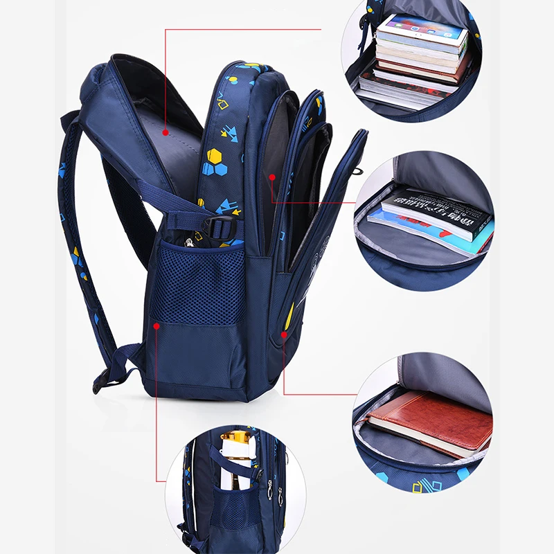 OYIXINGER 2024 Student Bags For Primary School Boys' And Girl's Backpack Durable Nylon Text Stripe Pattern Children's Schoolbag