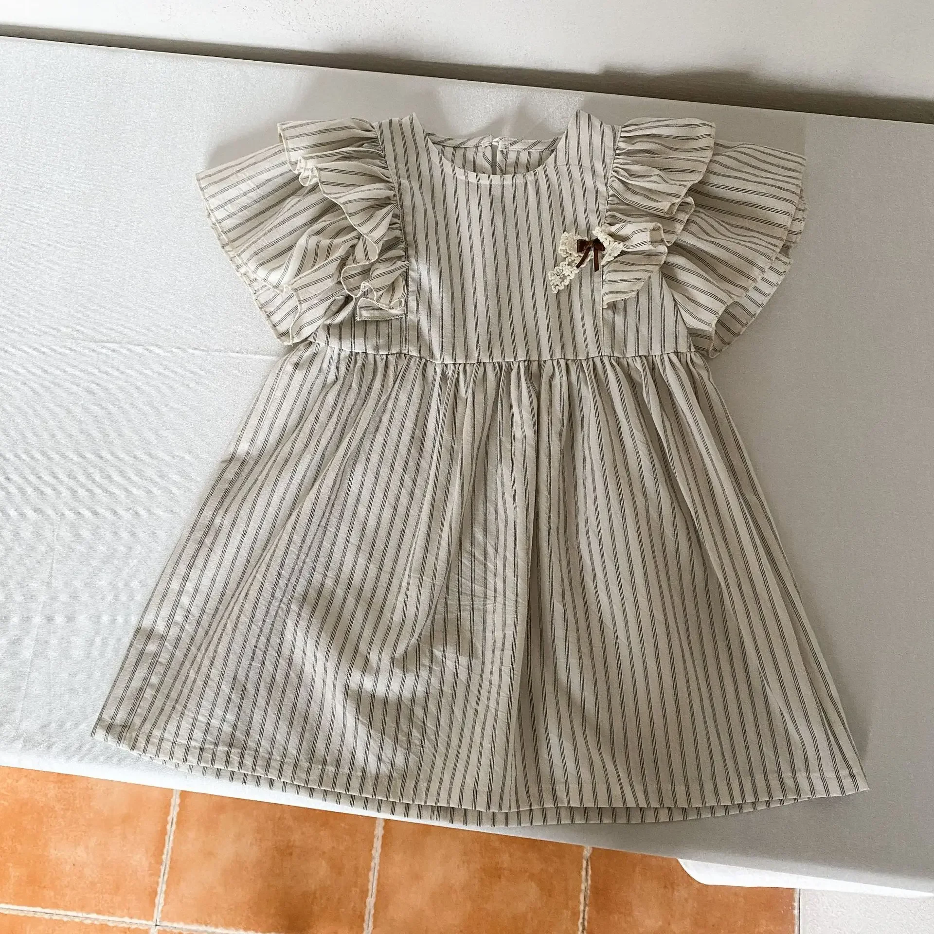 Children's Matching Set Baby Boys 2 Pcs Suit Girls Ruffles Dress Striped Print Kids Clothing Sets Sister Brother Cotton Costumes