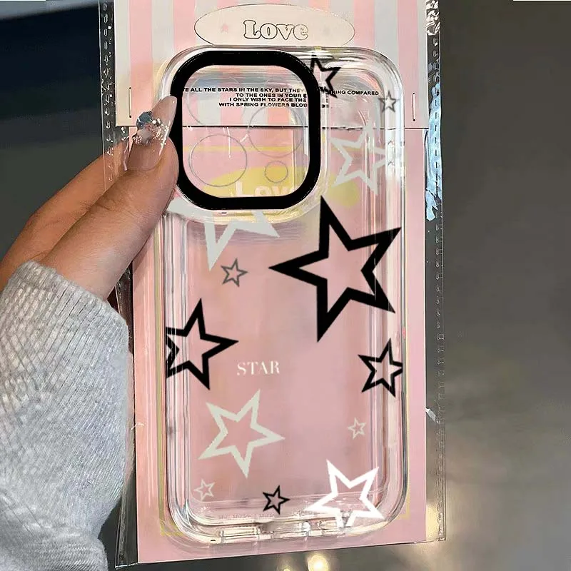 Sleek Black and Gray Star Design Protective Phone Case