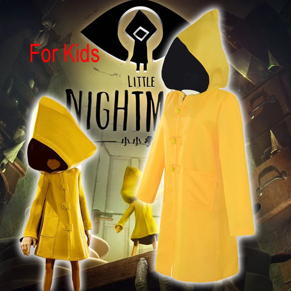 Kids Adult Little Nightmares Six Cosplay Yellow Long Cloak Hungry Kids