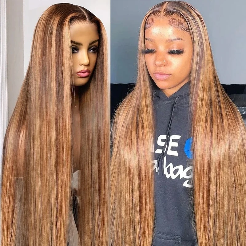 Human Hair Wig Lace Front Ombre Straight Brazilian Colored