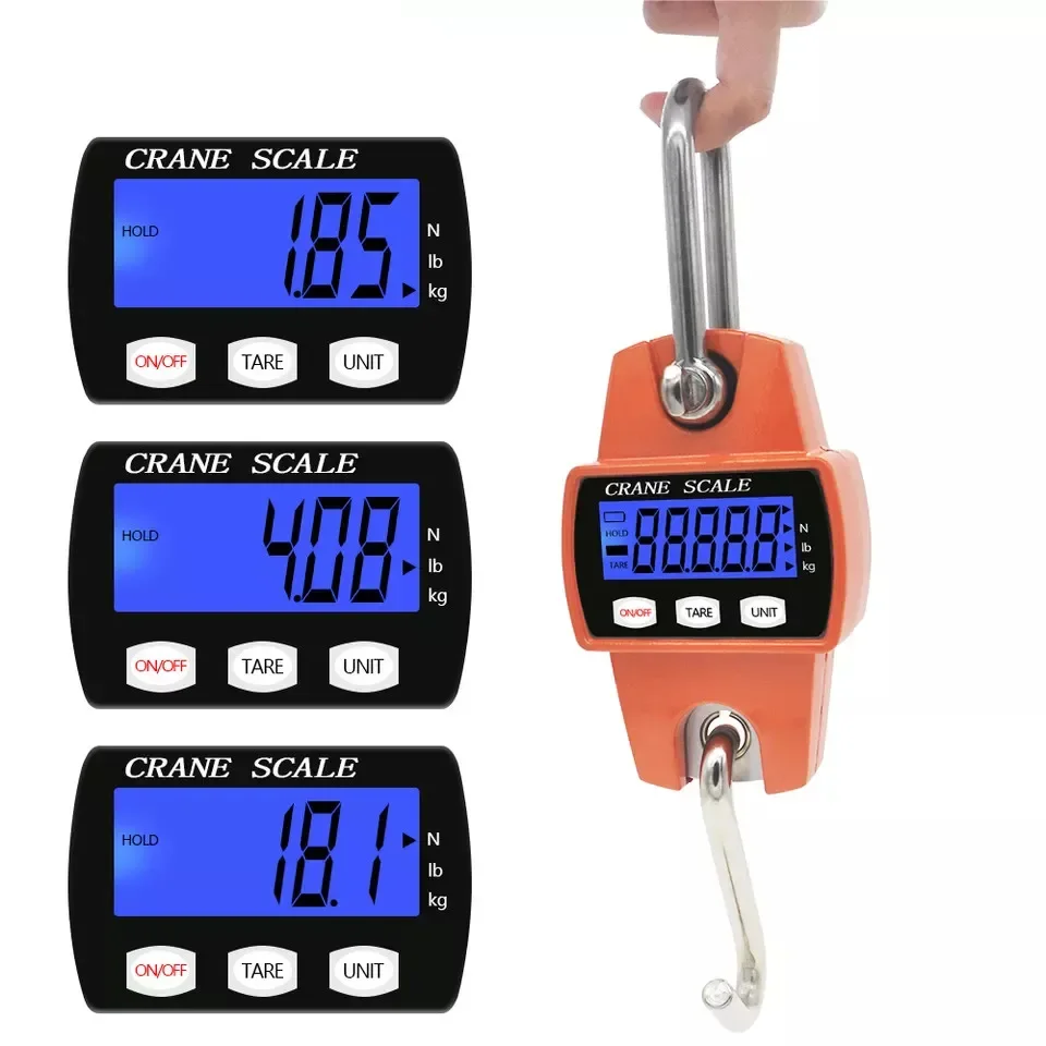 Crane Scale Weight 300kg 150kg/50g 200kg/100g 500kg/100g Heavy Duty Hanging Hook Scales Portable Digital Stainless Steel