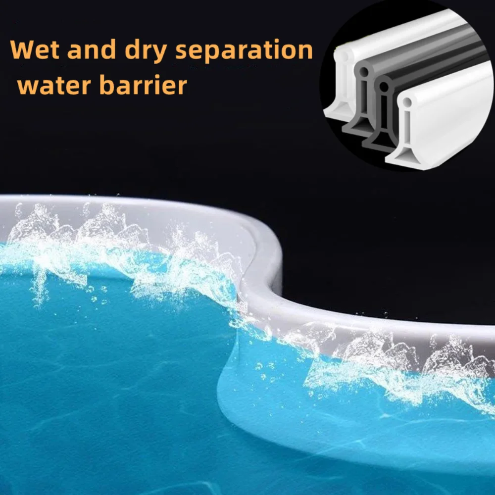 

Bathroom Water Stopper Self-Adhesive Soft Silicone Shower Water Barrier for Dry and Wet Separation Blocker Shower Accessories