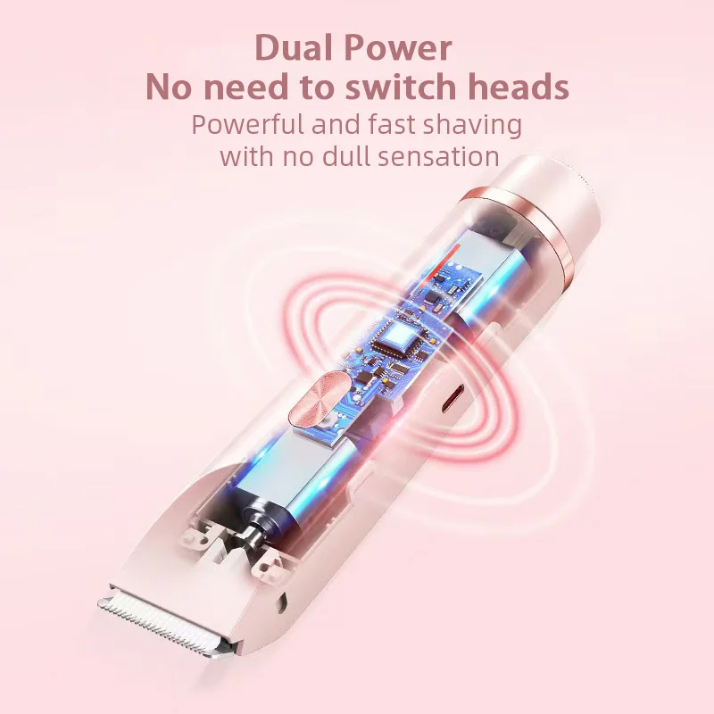 Dual Head Hair Removal for Women Portable Float Blade R-shaped Head Wet Dry Use Waterproof Painless Facial Trimmer Body Epilator
