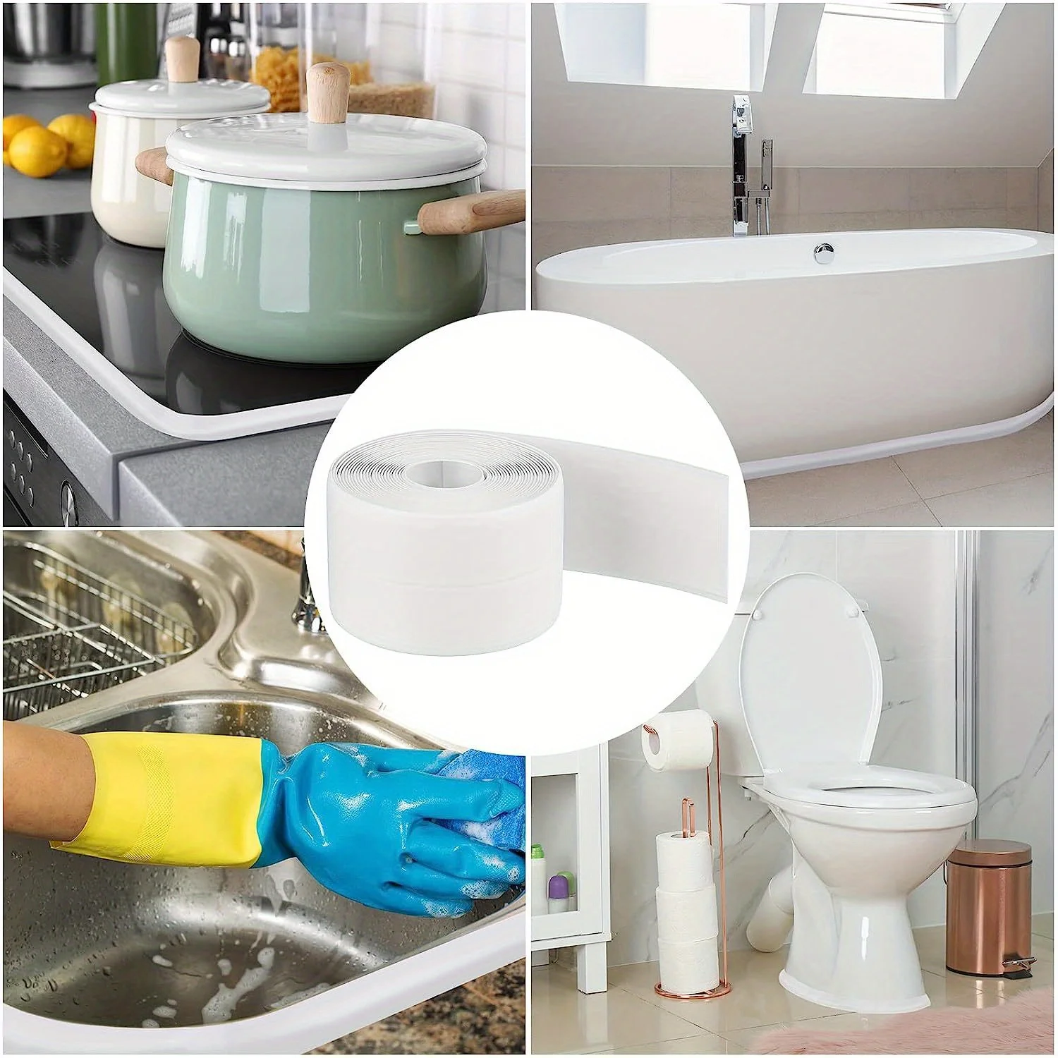 Description Picture 4 of itemCaulk Tape Waterproof Self Adhesive,Razor Blade Scraper,Bathtub Caulk Strip Sealant Tape for Kitchen Countertop,Sink,Toilet