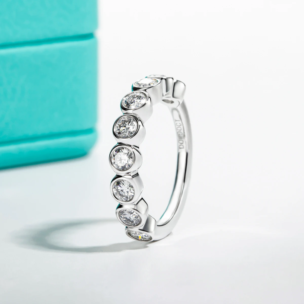 3mm Moissanite Wedding Bands 925 Sterling Silver Lab Created Diamond Half Eternity Bezel Rings Jewelry Silver Ring Wedding Rings Finger Rings Ring Jewelry Moissanite Ring