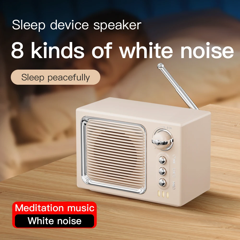 Mini Vintage Bluetooth Speaaker White Noise Sleep Aid Soundbar Hifi Sound Music Box Wireless Handsfree Call TF Card Music Player
