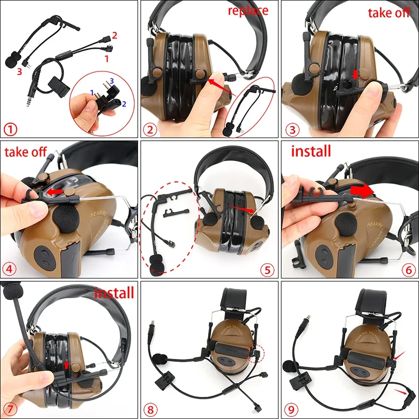 TS TAC-SKY Tactical Headset Accessory Y Cable with 6-Pin PTT Adapter Compatible with Comtac ii iii xpi v Headphones