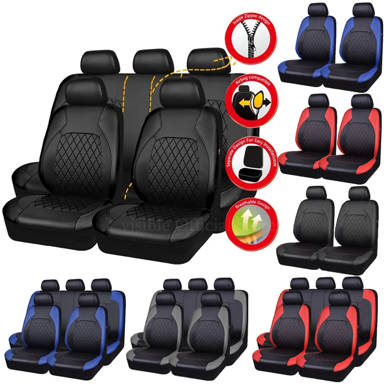 Car PU Leather Seat Covers Airbag Compatible Car Interior Accessories