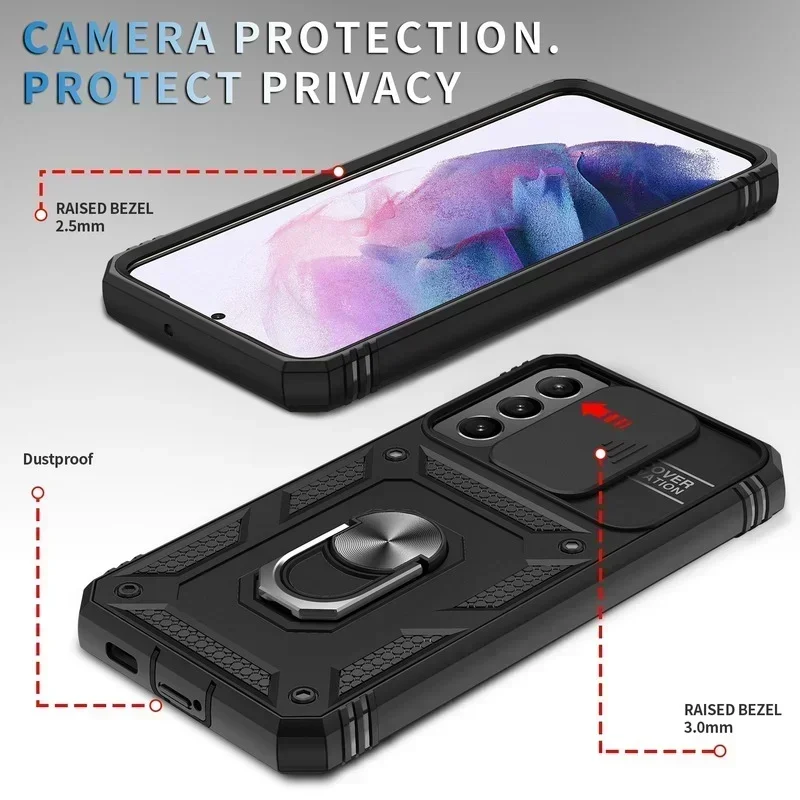 Heavy Duty Shockproof Case with 360° Rotating Kickstand and Camera Protection
