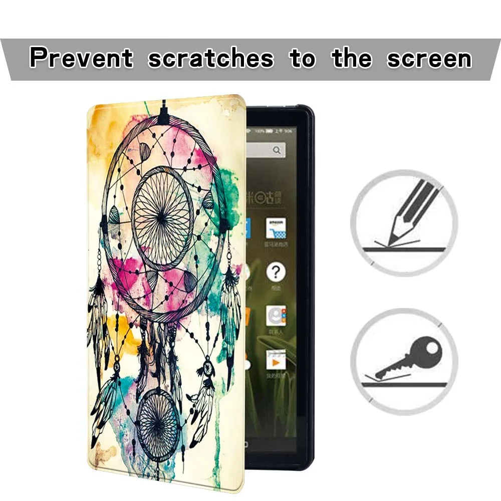 Amazon Fire 7/HD 8/HD 10 (Alexa Tablet Folio PU 가죽 스탠드 포함) 편리한 보호 케이스 + 펜