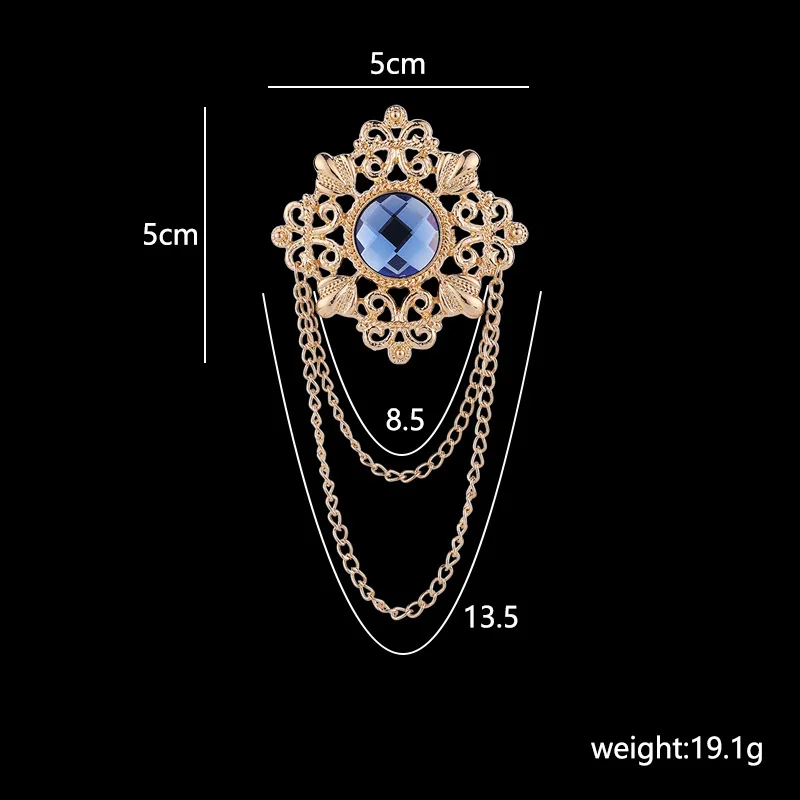 레트로 궁전 보석 브로치 남성용 수트 핀, 빈티지 라인스톤 크로스 태슬 라펠 핀, 체인 배지, 럭셔리 쥬얼리 액세서리