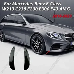 For Mercedes-Benz E-Class W213 C238 E200 E300 E43 AMG 2016-2023 Front Bumper Spoiler Splitter Vent Fog Light Grille Trim Black