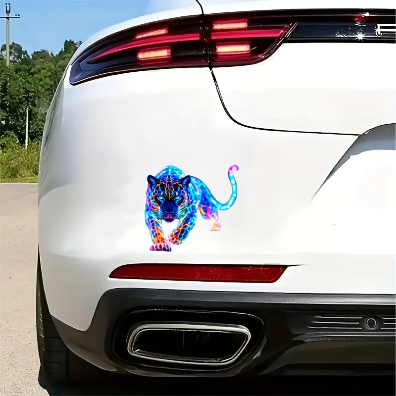 Vibrant Neon Leopard Motorcycle Stickers Waterproof for Scooter Fuel Tank Front Fairing Vinyl Decals Car Window Decoration 1PC