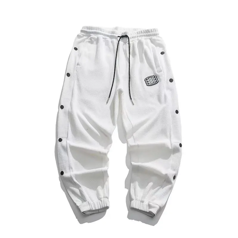 Japanese Fashion Men Hip Hop Pants Thin Spring Summer Button Both Side Trousers Unique Design Teenager Loose Straight Trousers