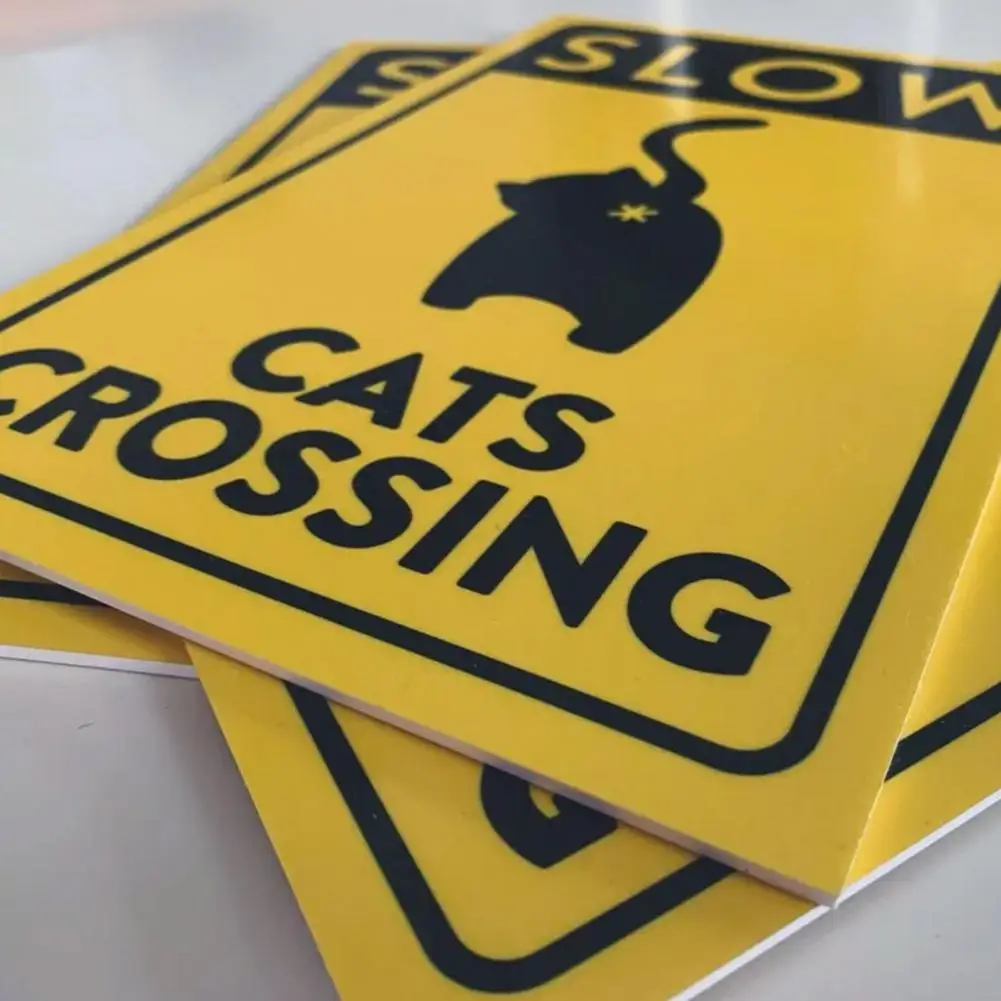 1/2/3Pcs 30*20cm Slow Cats Crossing Sign Wooden Black Kitten Ass Cross Warning Sign Home Farmhouse Wall Sign Decoration Ornament