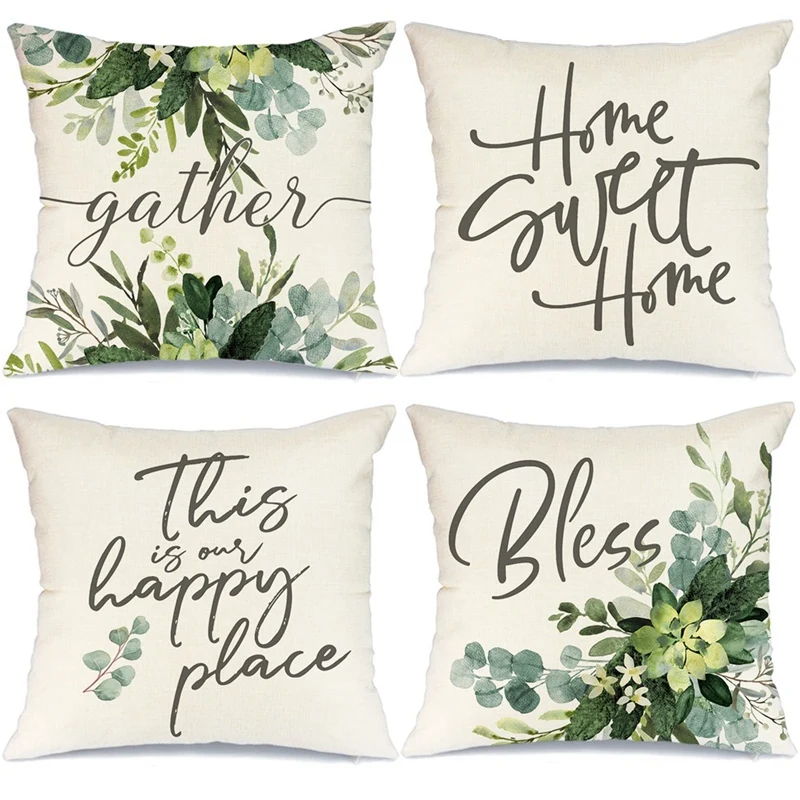

Set Of 4 18X18 Spring Pillow Covers Farmhouse Throw Pillows Pillowcase Home Decor Pillowcase For Couch