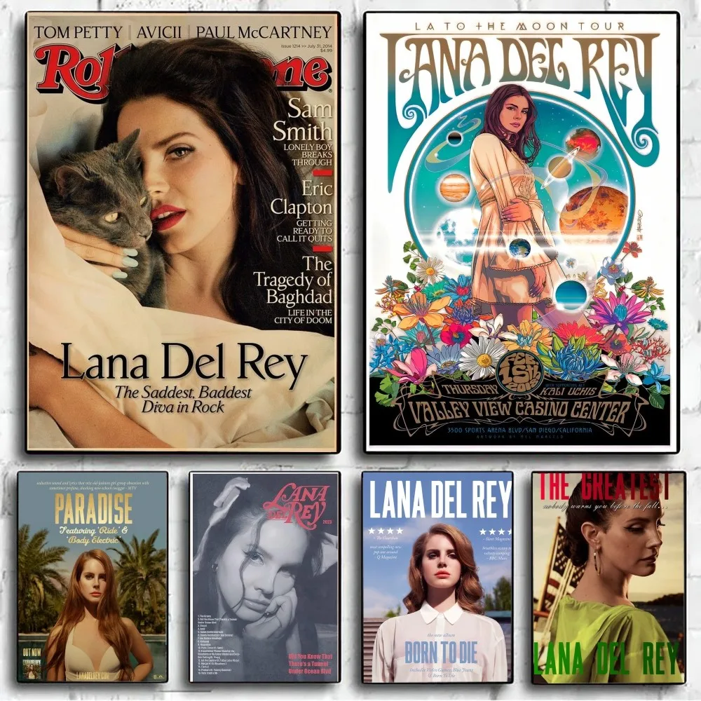 Singer Lana Del Rey Poster No Framed Poster Kraft Club Bar Paper Vintage Poster Wall Art Painting Bedroom Study Stickers