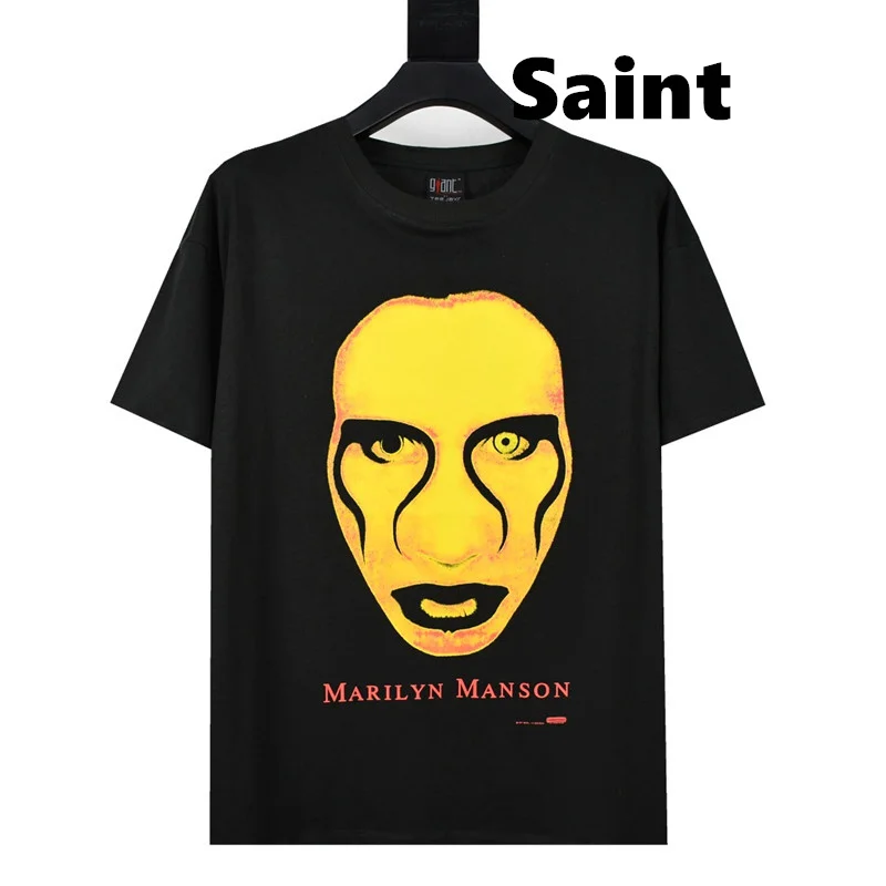 

2024 Saint Michael T-shirt Men Breathable Cotton Top Quality Loose fitting Ghost face print Black Color