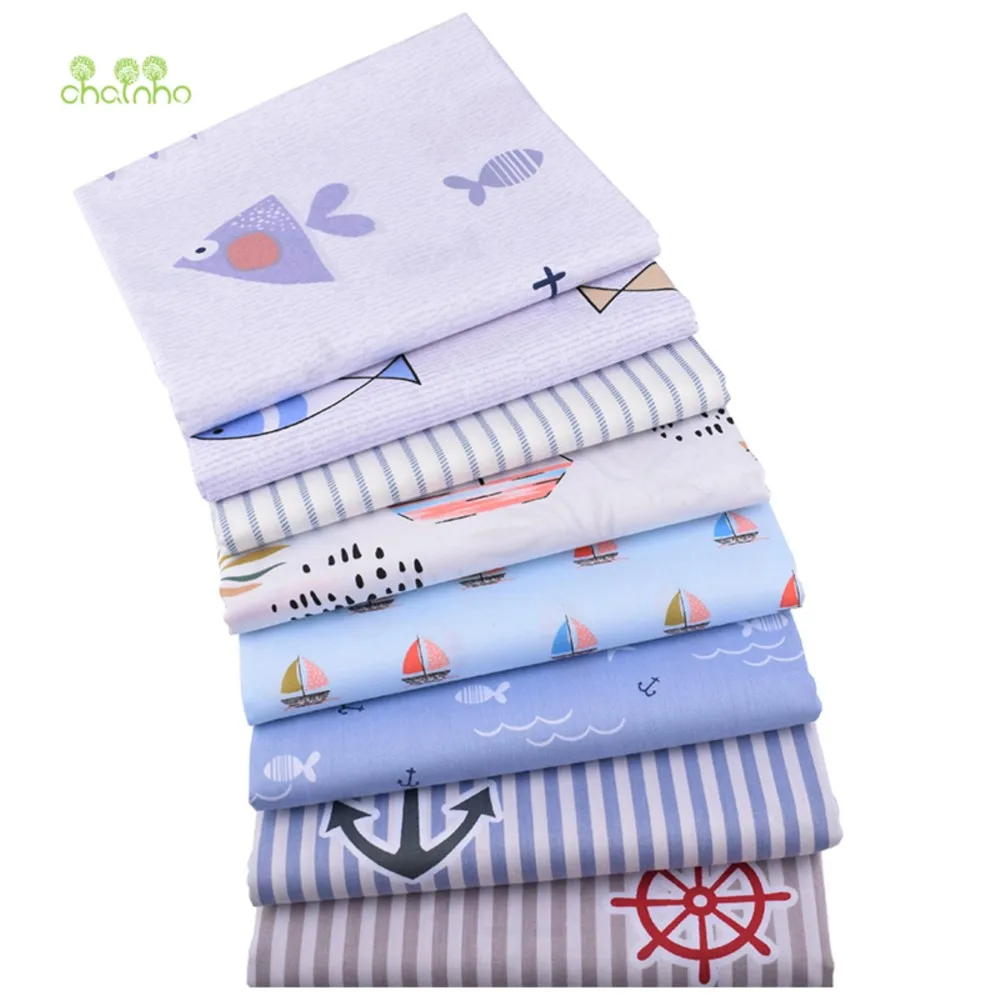 Chainho,Printed Twill Weave Cotton Fabric,Patchwork Cloth,DIY Sewing Quilting Material,Cartoon Series,8 Designs,2 Sizes,CC249