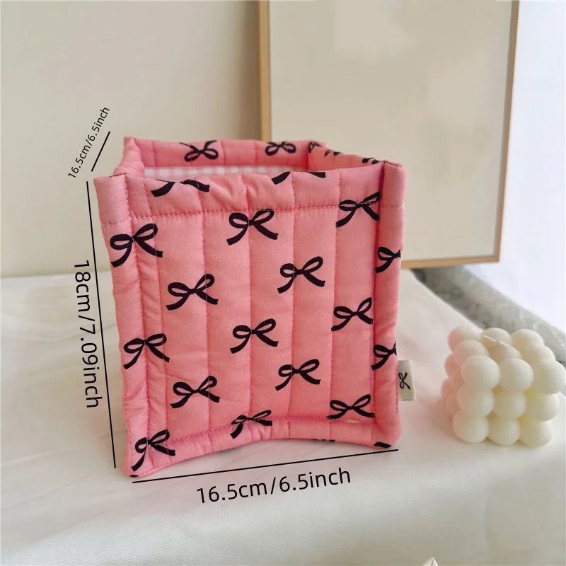 1PC Home Bow Fabric Desktop Storage Basket Placeholder Basket 5