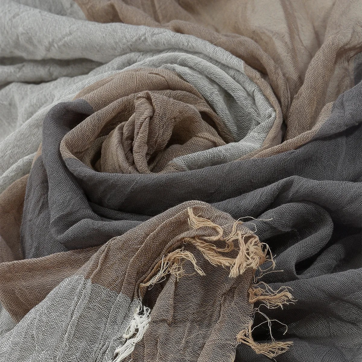 Cotton Camel Linen Scarf Men Long Patchwork Scarf for Men Tassel Winter Mens Scarves Fashion Men's Accessories - 2