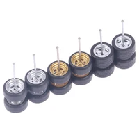 1Set 1/64 Wheels Model Car Wheels For With Rubber Tire Model Model Car Modified Parts Toys Power RefitCar Model Parts 2