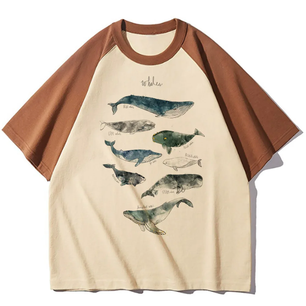 Whale Tee women quick dry summer t shirt female Japanese comic