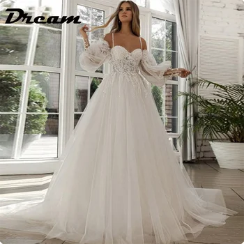 DREAM Customized Lace Appliques Boho Wedding Dresses Off The Shoulder Long Sleeve Sweetheart Bride Gown 2025 Vestidos De Novia