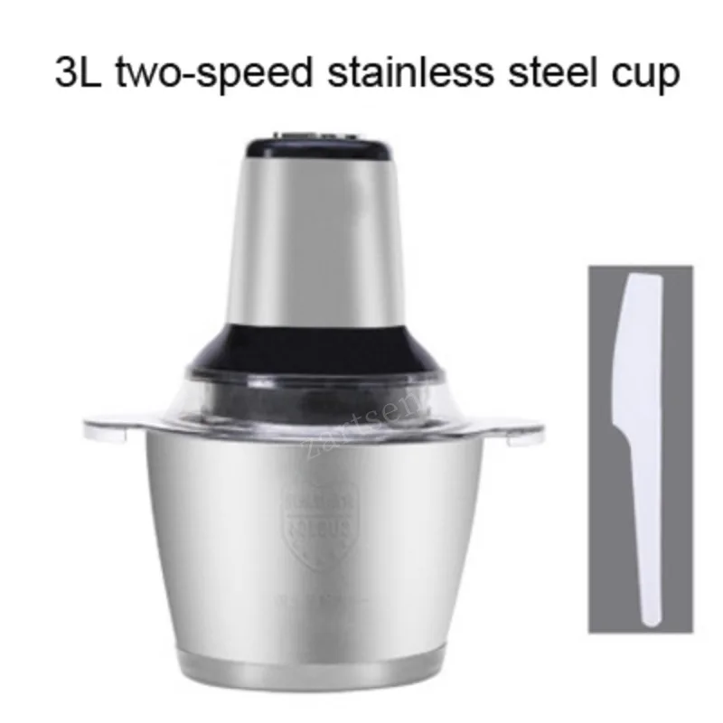 Stainless Steel Electric Meat Chopper Meat Grinder Mincer 2 Speeds 4 Blade 3L/2L Capacity Food Processor Cutter Meat Slicer 2
