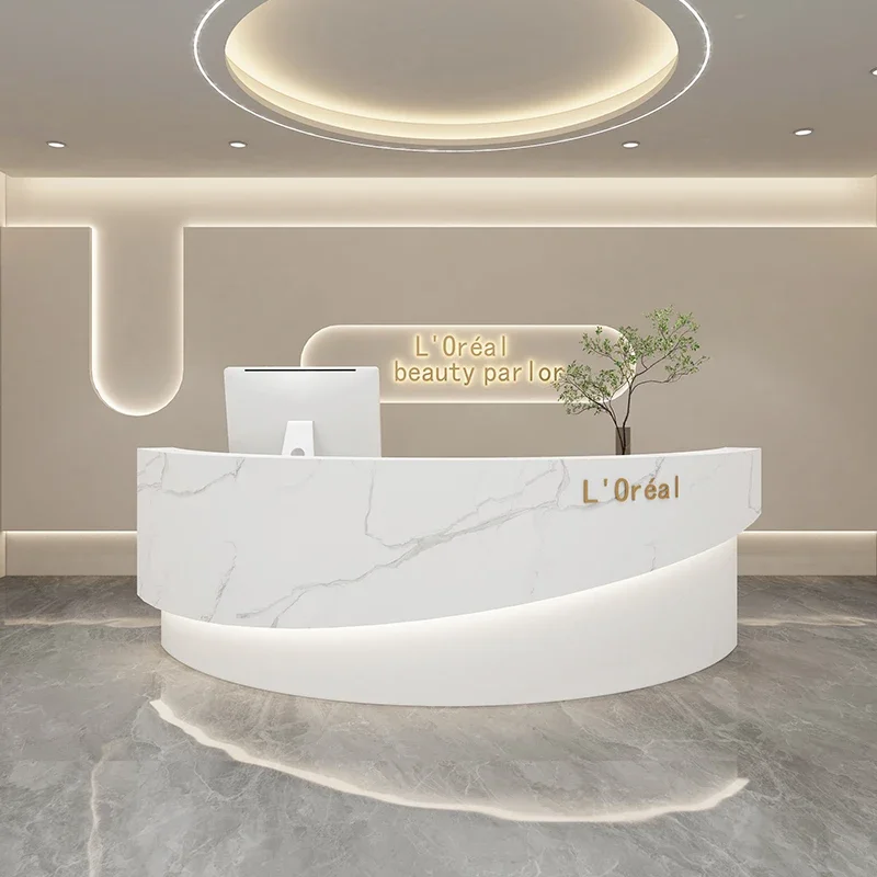 Customizable Reception Desks Beauty Salon Seating Checkout Reception Counter Shop Business Mostrador Tienda Salon Furniture