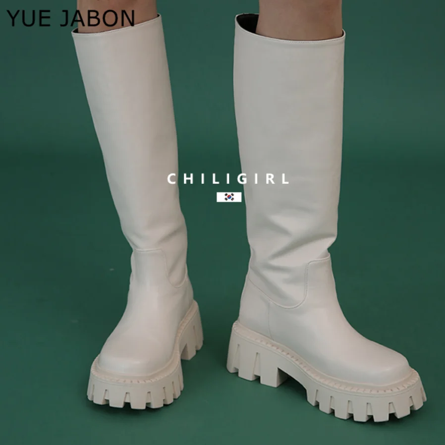 New Winter Woman Punk High Boots Fashion Slip On Long Boots Shoes Ladies Elegant Platform Wedges High Heel Women's Pumps