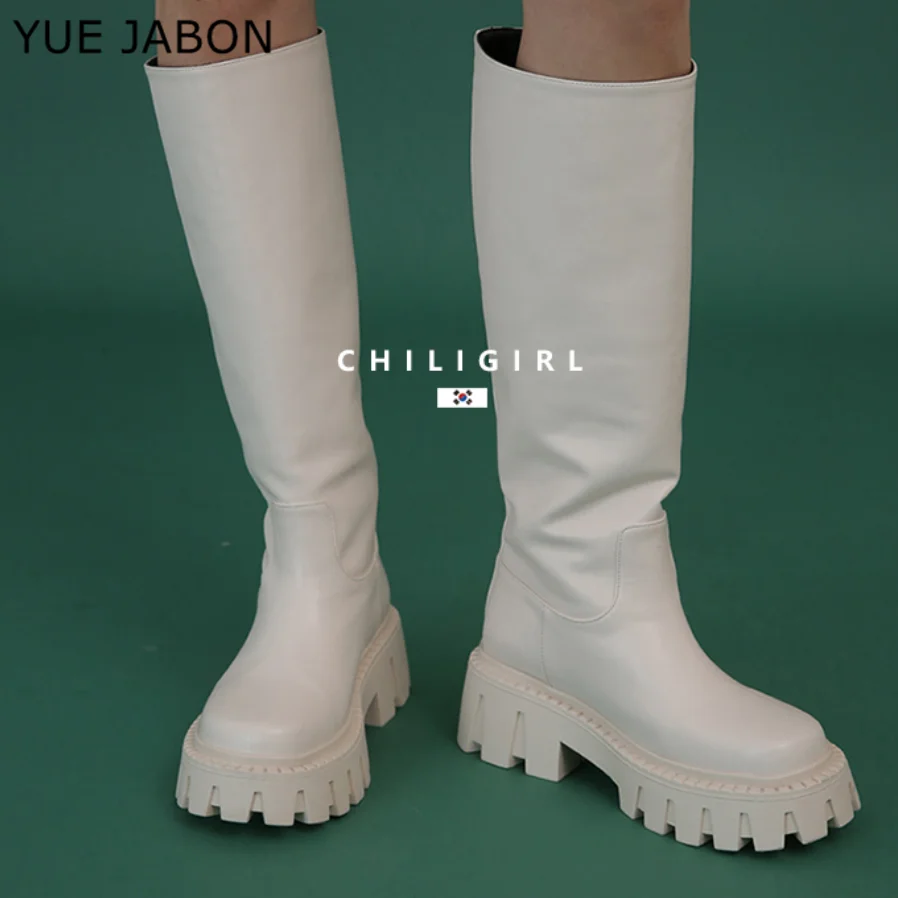 

Winter Chunky Women Long Boots Fashion Slip On Ladies Elegant Keen High Boots Comfort Platform Thick Bottom Women's Boot Casuals