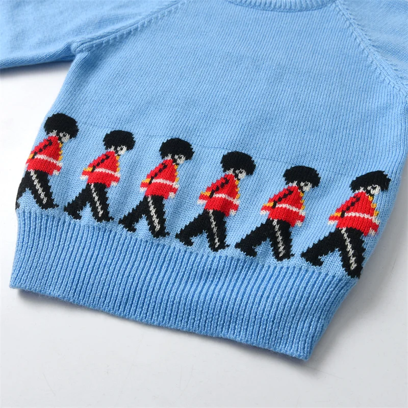 Knit Sweater Clibeso Knit Sweaters for Boys Pullovers Kids Embroidery Soldier Knitted Sweater Children Winter Tops Boy Knitwear Cardigan